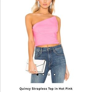 Superdown strapless hot pink top